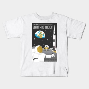 Explore Earth's Moon Travel Poster Kids T-Shirt